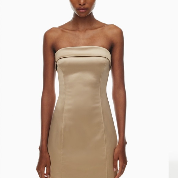 aritzia gold dress Landscape Satin Dress